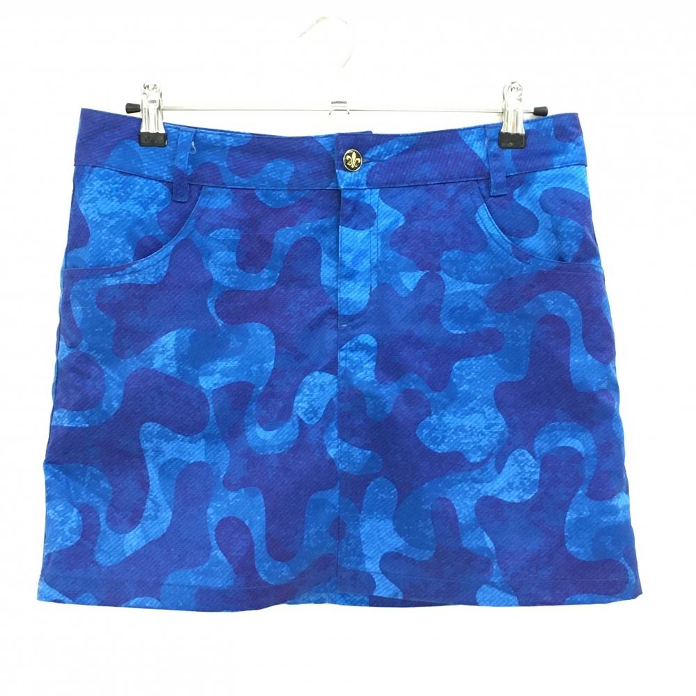 【超美品】バーディーハント スカート ブルー×パープル系 カモフラ風 バックロゴ刺しゅう  レディース LL ゴルフウェア Birdie hunt