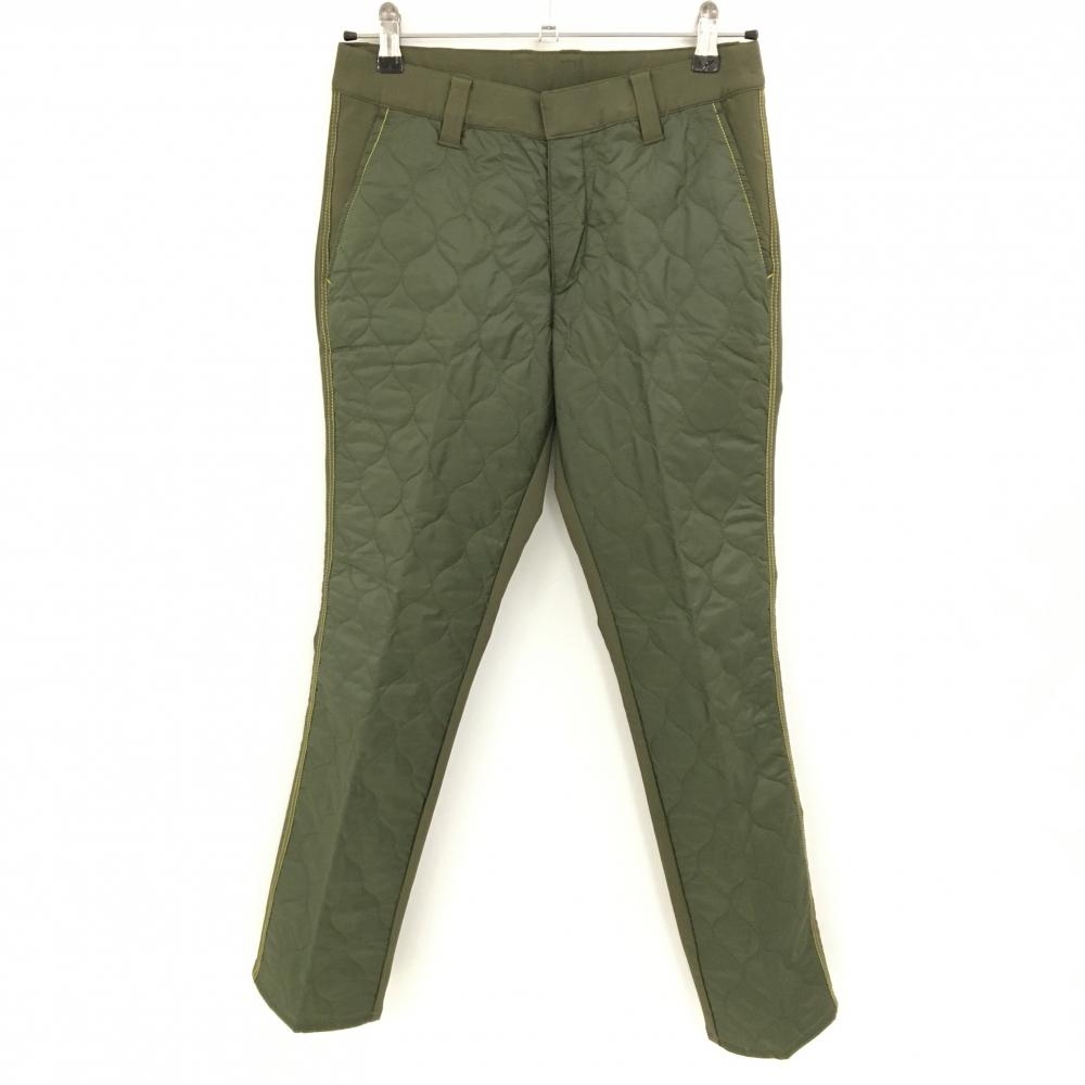 【超美品】パラディーゾ 中綿切替パンツ ダークグリーン 前薄手中綿 キルティング風  レディース M ゴルフウェア Paradiso