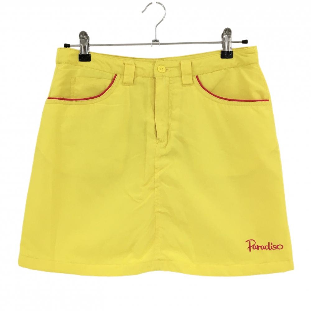 パラディーゾ 中綿スカート イエロー ロゴピンク レディース L ゴルフウェア Paradiso