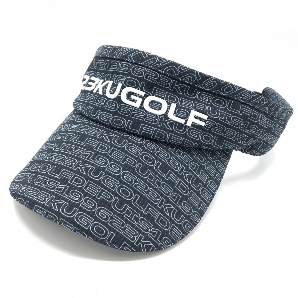 【美品】23区ゴルフ サンバイザー ネイビー×白 ロゴ総柄  F   ゴルフウェア 23区