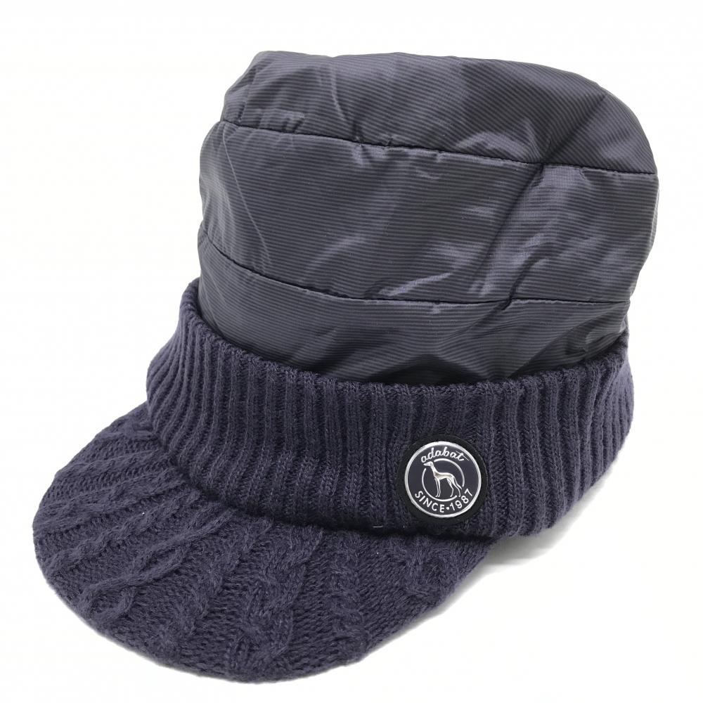 【新品】アダバット 中綿切替つば付きニット帽 パープル 裏起毛   ゴルフウェア adabat