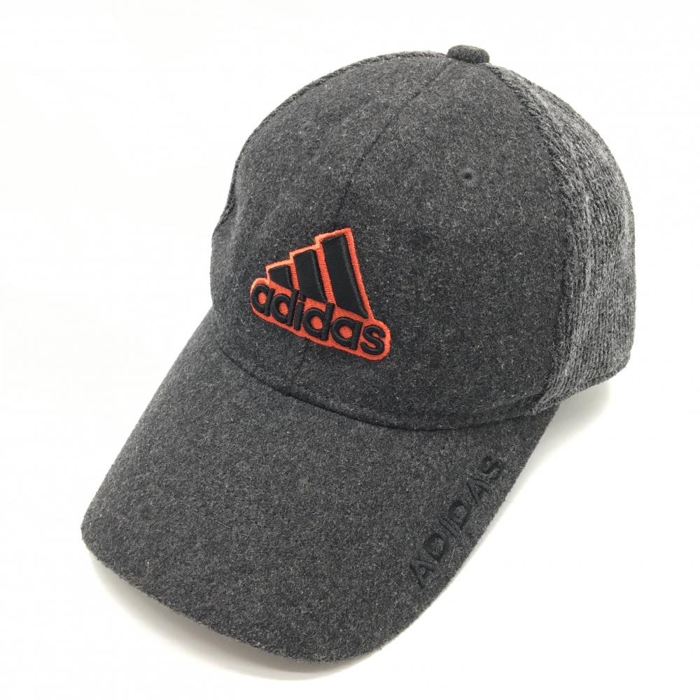 【美品】アディダス キャップ グレー×レッド 起毛素材 ウール混  フリー(57-59cm) ゴルフウェア adidas 画像
