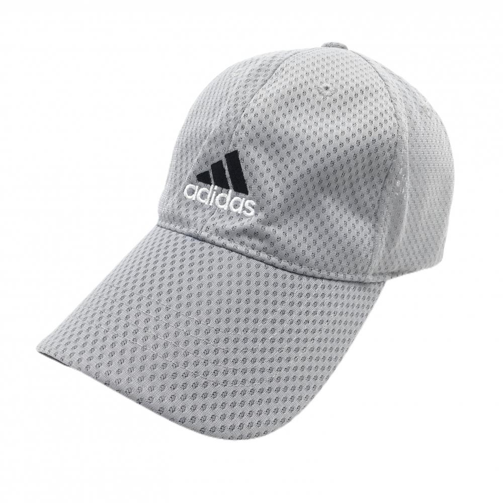 【美品】アディダス キャップ グレー ロゴ刺しゅう  OSFX(57cm～60cm)  ゴルフウェア adidas