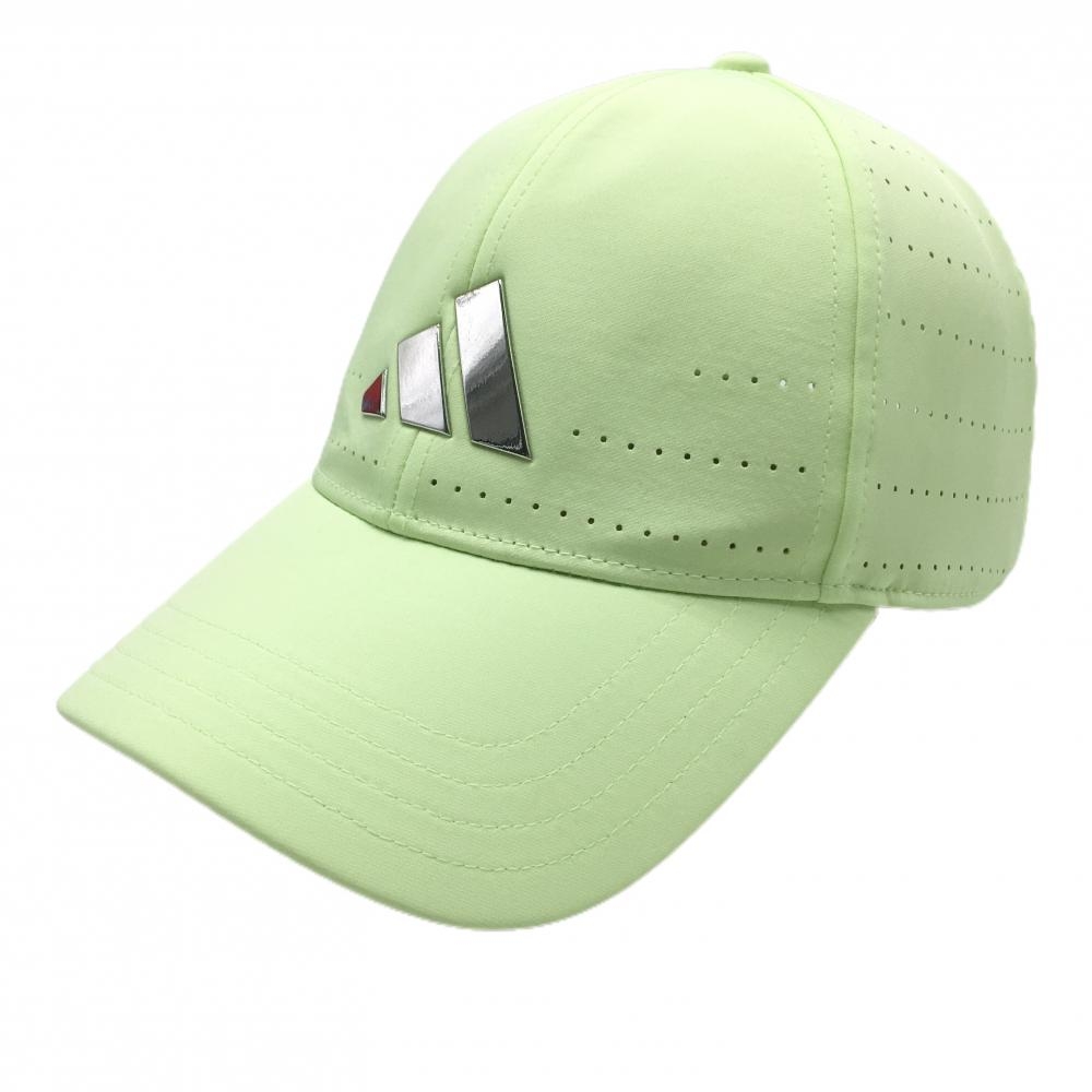 【超美品】アディダス キャップ ライトグリーン パンチング ロゴシルバー OSFW(54-57cm)  ゴルフウェア 2023年モデル adidas