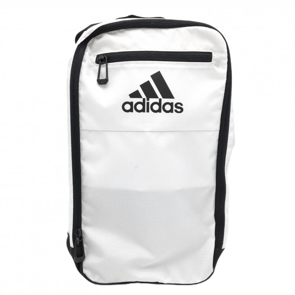 アディダス シューズケース 白×黒 外ポケット付 ロゴゴルフ adidas