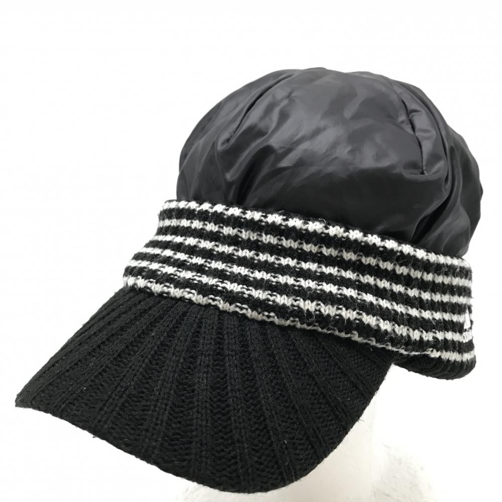 アディダス つば付き中綿ニット帽 黒×白  フリー(56cm∼58cm)  ゴルフウェア adidas