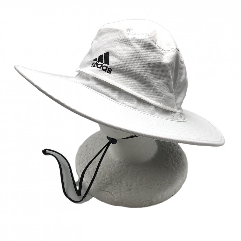 【美品】アディダス ハット 白 ロゴプリント L/XL  ゴルフウェア adidas