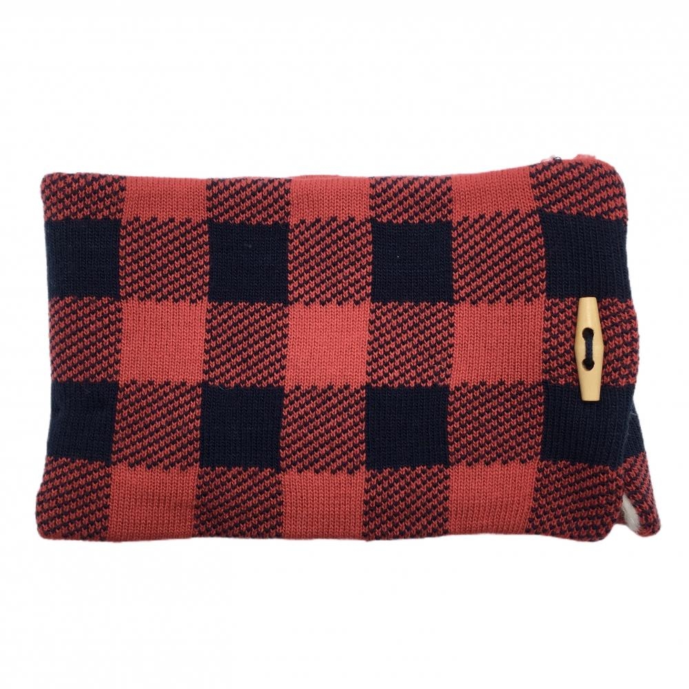 【美品】アディダス ネックウォーマー レッド×ネイビー チェック 裏起毛 ボタン M－L  ゴルフウェア adidas