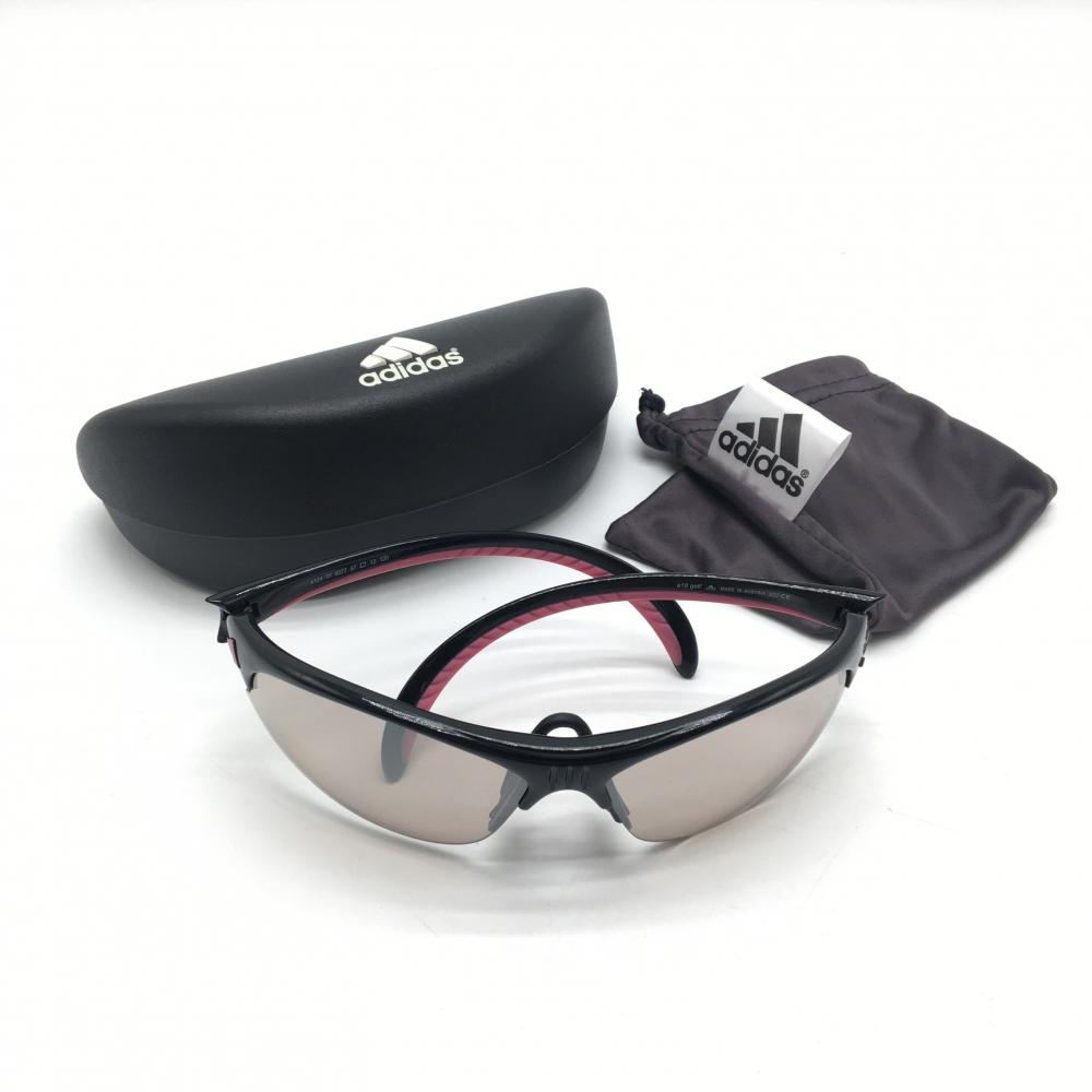 アディダス スポーツサングラス 黒×ピンク a18 ケース付きゴルフ adidas