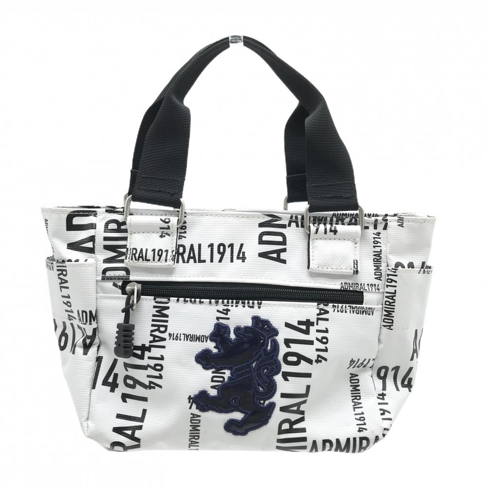 アドミラル カートバッグ 白×黒 ロゴ総柄 内外サイドポケット付 ゴルフ Admiral