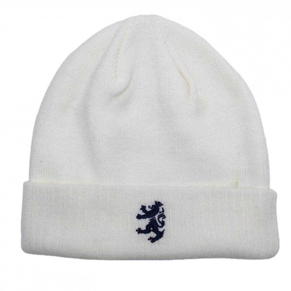 アドミラル ニット帽 白 ロゴネイビー アクリル100％ フリー  ゴルフウェア Admiral
