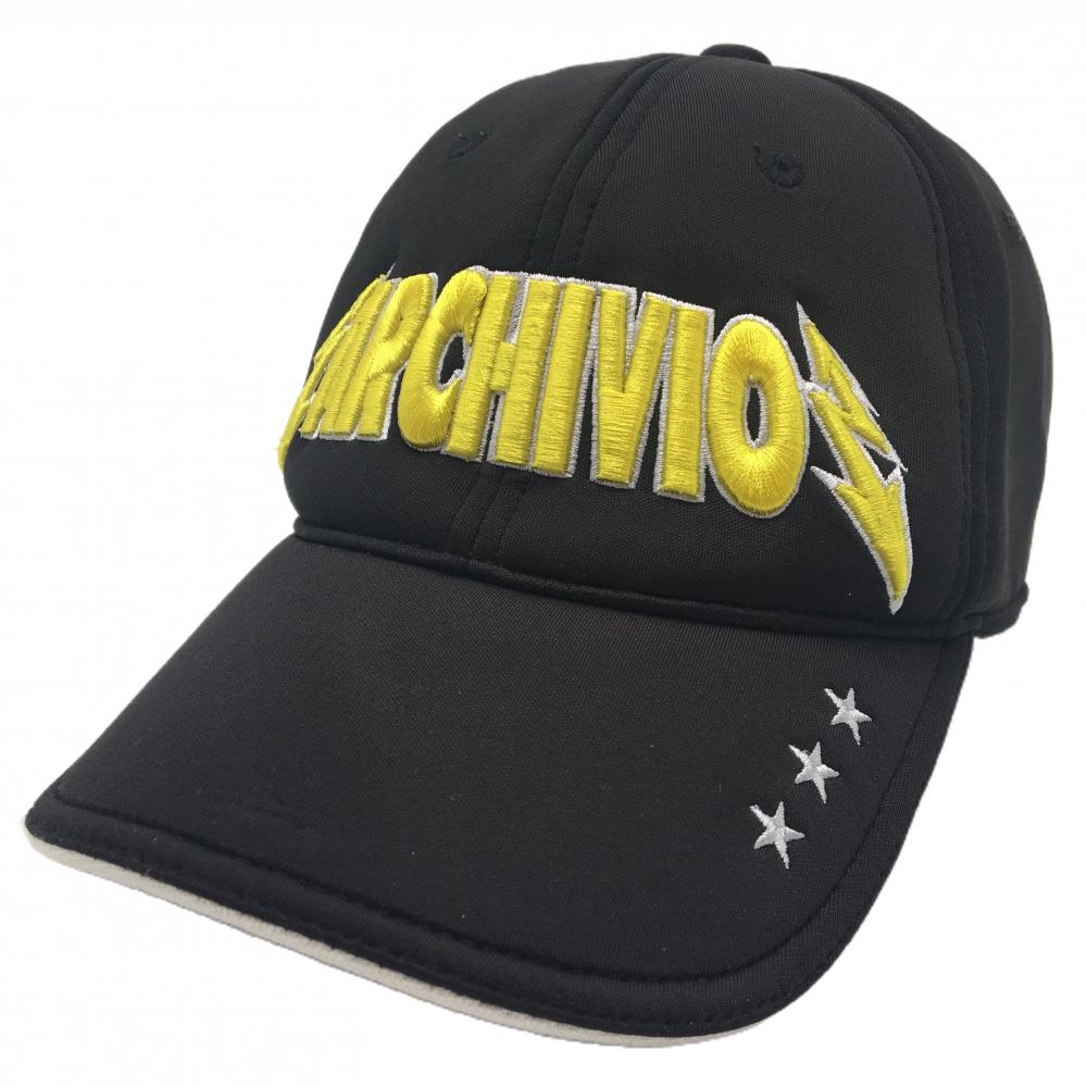【美品】アルチビオ キャップ 黒×イエロー 立体ロゴ  表記なし  ゴルフウェア archivio