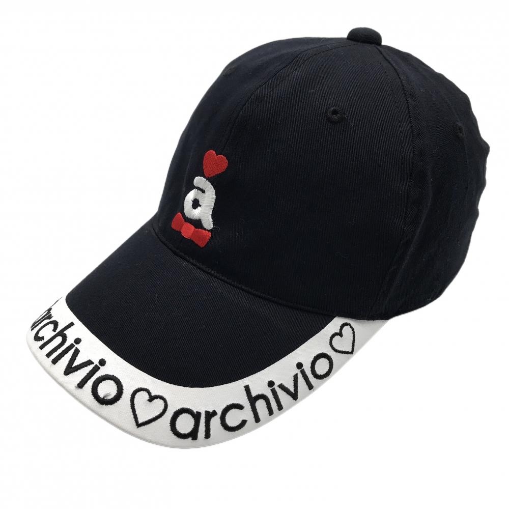 【美品】アルチビオ キャップ 黒×白 ロゴ  ゴルフウェア archivio