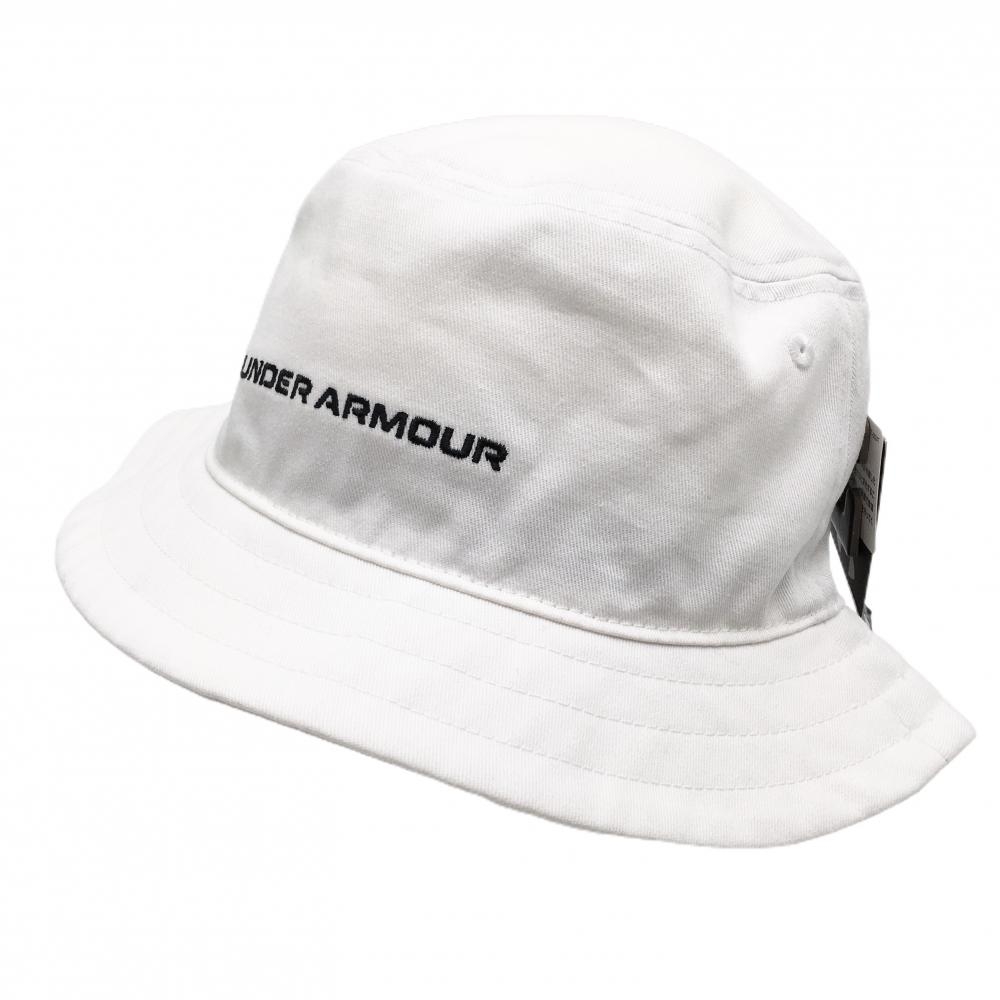 【新品】アンダーアーマー バケットハット 白×黒 ロゴ刺しゅう  ONE SIZE(55-57cm)  ゴルフウェア 2025年モデル UNDER ARMOUR