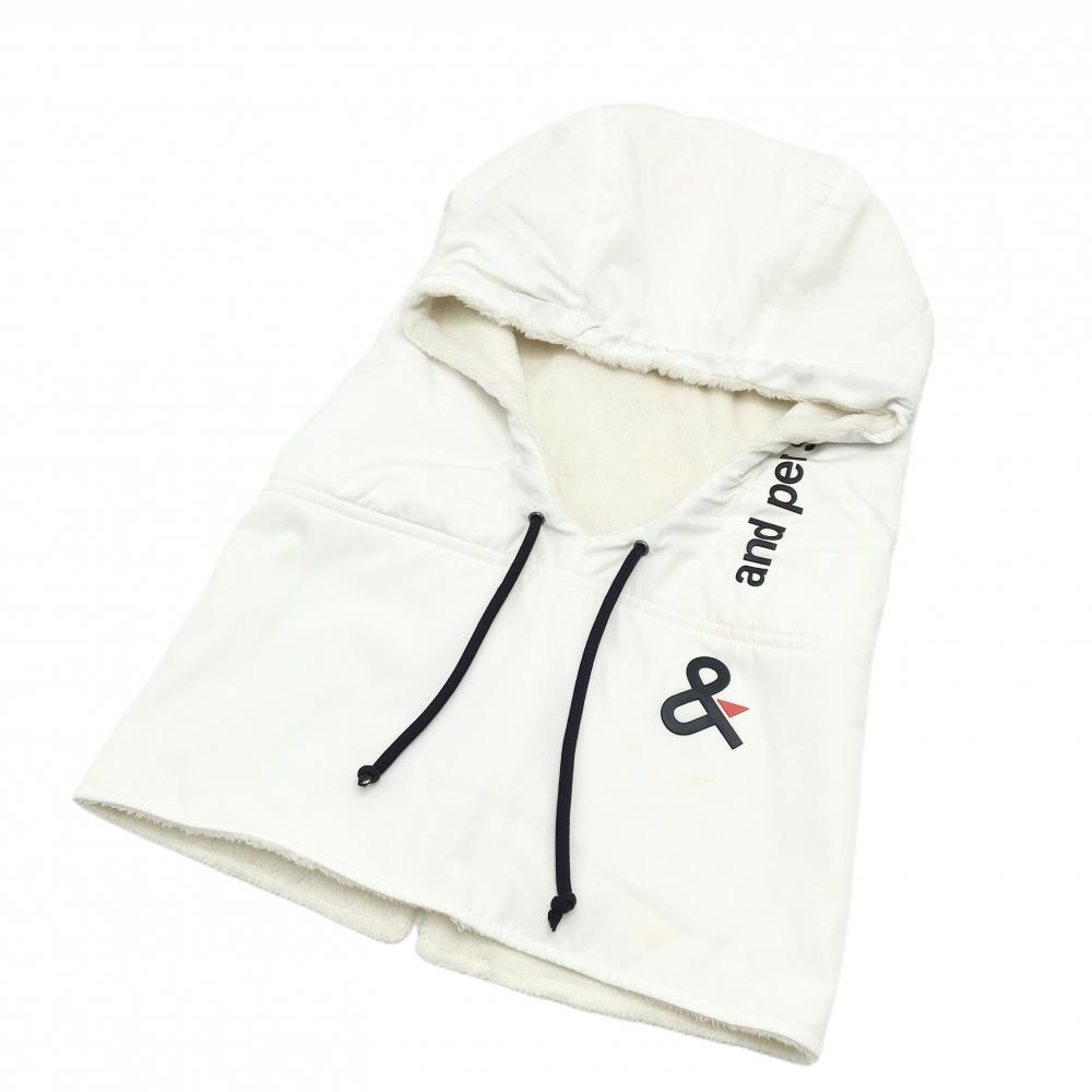 アンパスィ フード付ネックウォーマー 白×ネイビー 裏ボア  ゴルフウェア and per se