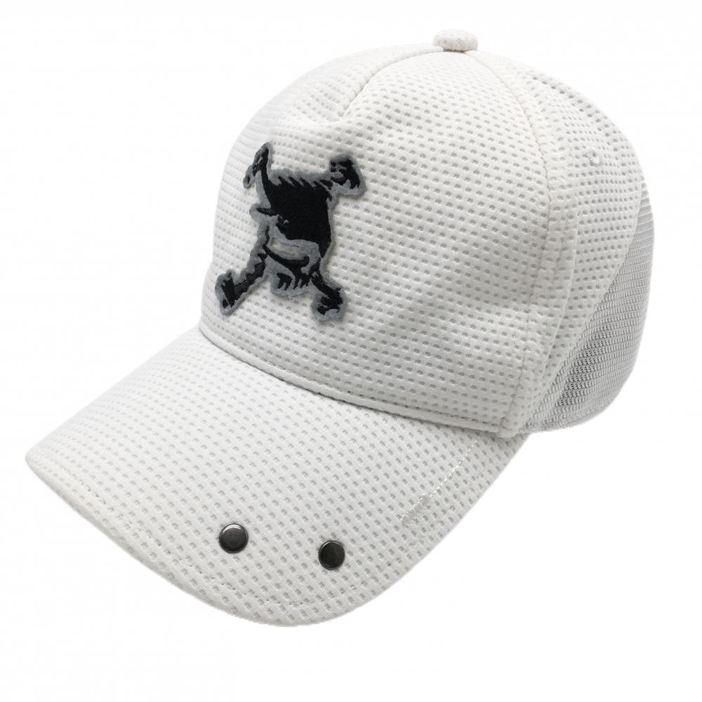 【超美品】オークリー メッシュキャップ 白 ロゴ黒  ゴルフウェア Oakley