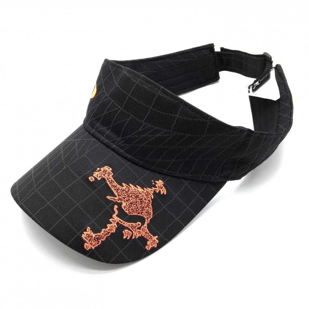 オークリー サンバイザー 黒 格子柄風 ロゴ蛍光ピン サイズ表記なし  ゴルフウェア Oakley