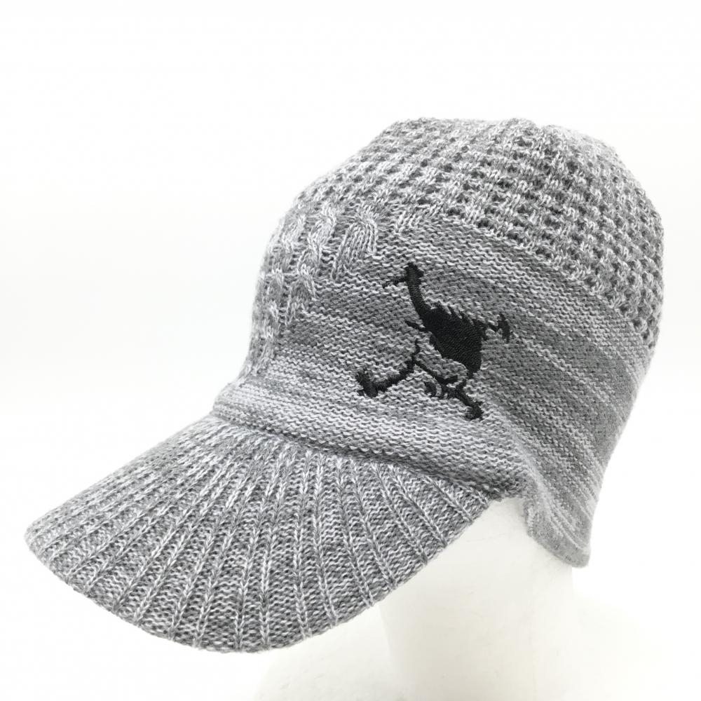 【超美品】オークリー つば付ニット帽 杢グレー ロゴ黒   ゴルフウェア Oakley