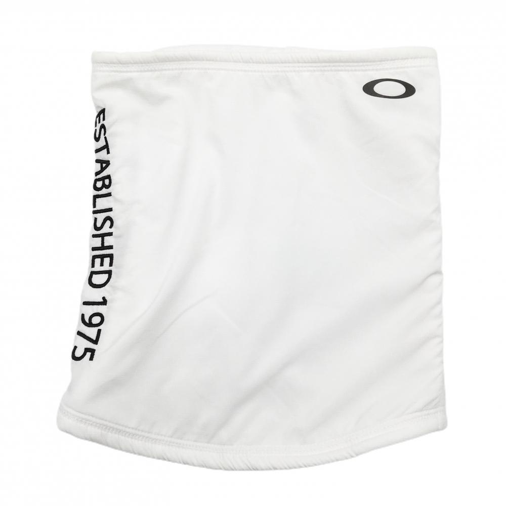 【美品】オークリー ネックウォーマー 白 異素材切替 ロゴ黒   ゴルフウェア Oakley