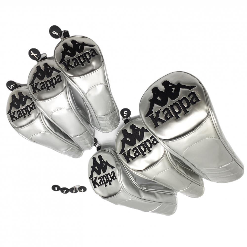 【美品】カッパ ヘッドカバー6点セット(DR FW×2 UT×3) シルバー×黒 エナメル ゴルフ Kappa 画像