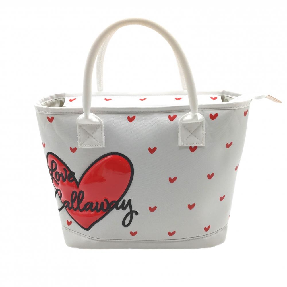 キャロウェイ カートバッグ 白×レッド ハート総柄 内外ポケット ゴルフ Callaway