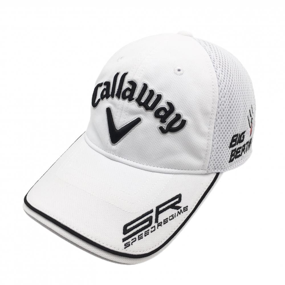 【美品】キャロウェイ メッシュキャップ 白×黒 BIG BERTHA  フリーサイズ(57-59cm)  ゴルフウェア Callaway