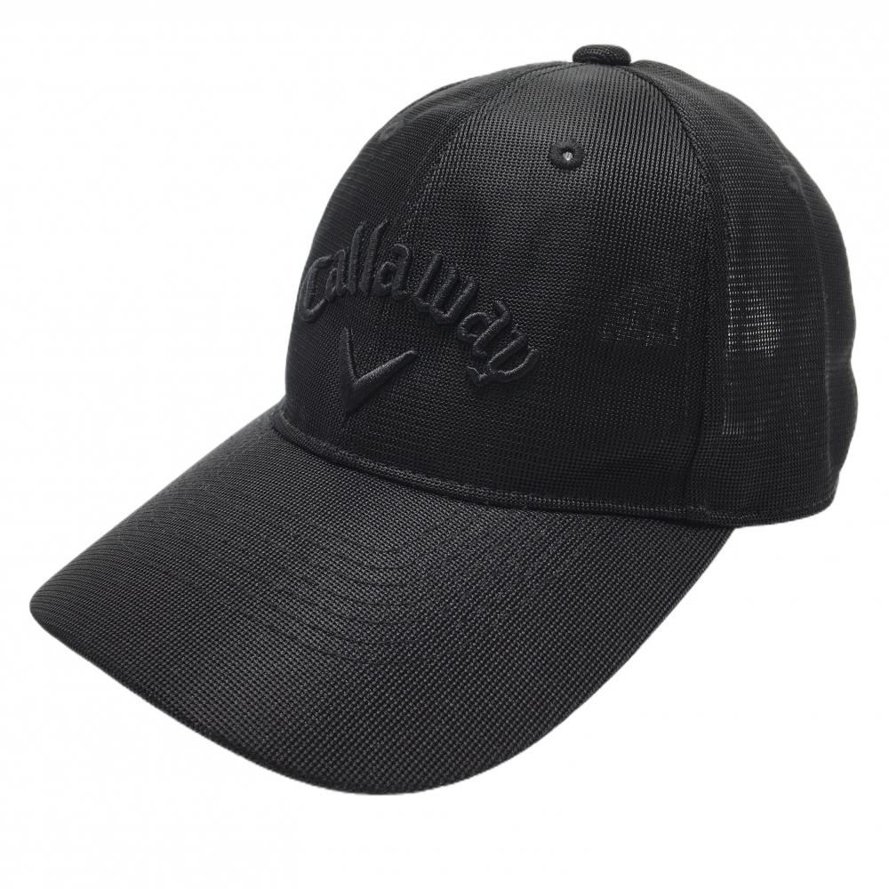 【超美品】キャロウェイ メッシュキャップ 黒 立体ロゴ刺しゅう FR  ゴルフウェア Callaway
