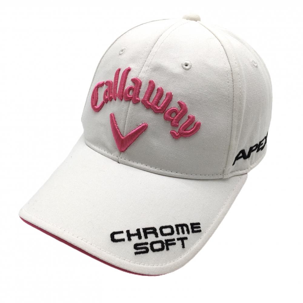 キャロウェイ キャップ 白×ピンク 立体ロゴ刺しゅう FR  ゴルフウェア Callaway