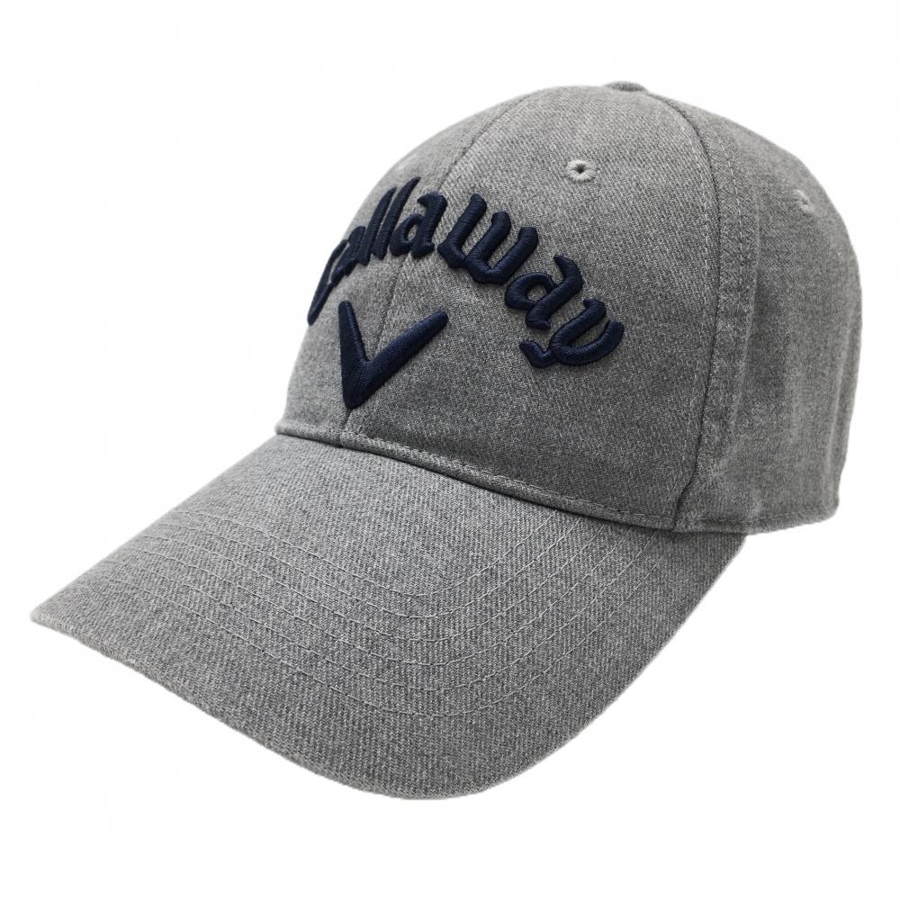 【美品】キャロウェイ キャップ グレー×ネイビー ロゴ刺しゅう FR  ゴルフウェア Callaway