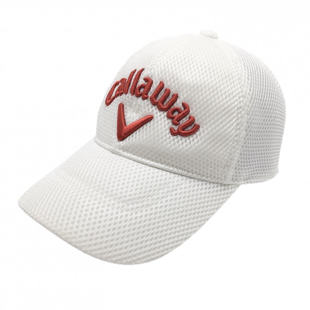キャロウェイ メッシュキャップ 白×レッド 立体ロゴ FR  ゴルフウェア Callaway