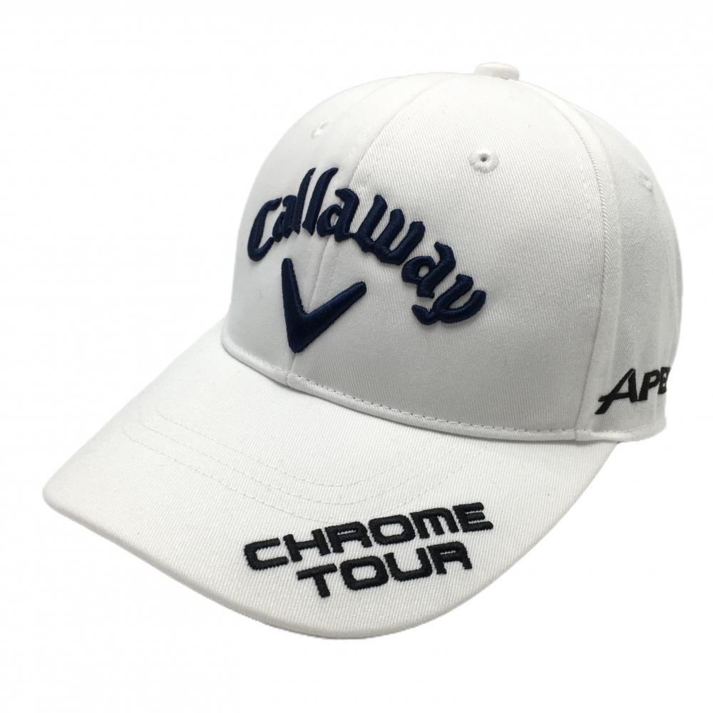 【美品】キャロウェイ キャップ 白×ネイビー 立体ロゴ刺しゅう  FR   ゴルフウェア 2025年モデル Callaway