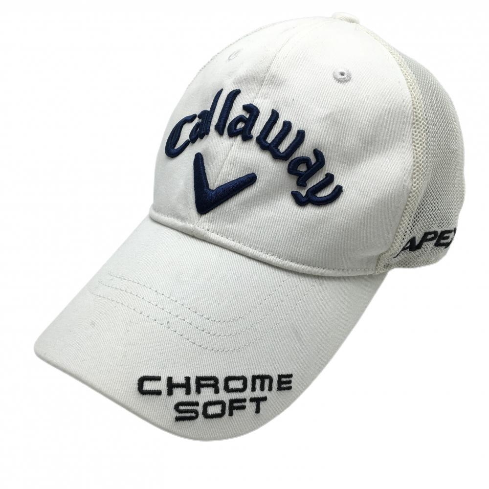 キャロウェイ メッシュキャップ 白×ネイビー 立体ロゴ  FR   ゴルフウェア Callaway