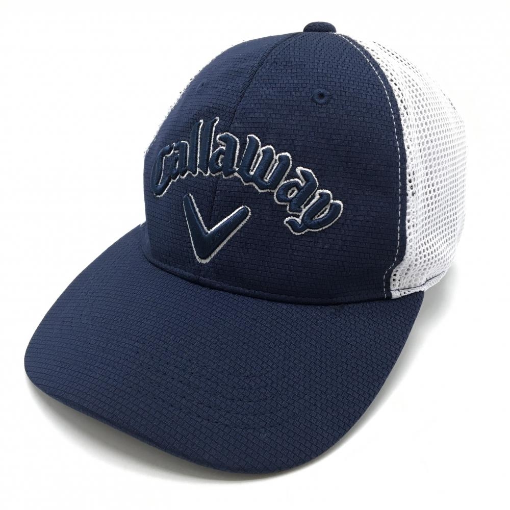 【美品】キャロウェイ メッシュキャップ ネイビー×白 立体ロゴ FR   ゴルフウェア Callaway