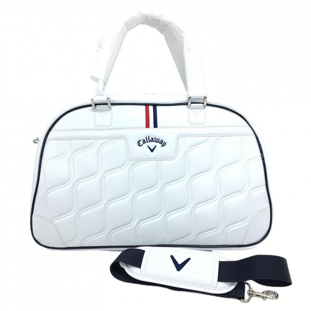 【未使用品】キャロウェイ 2WAYボストンバッグ 白 キルト調 内外ポケット ショルダーストラップ付ゴルフ 2023年モデル Callaway