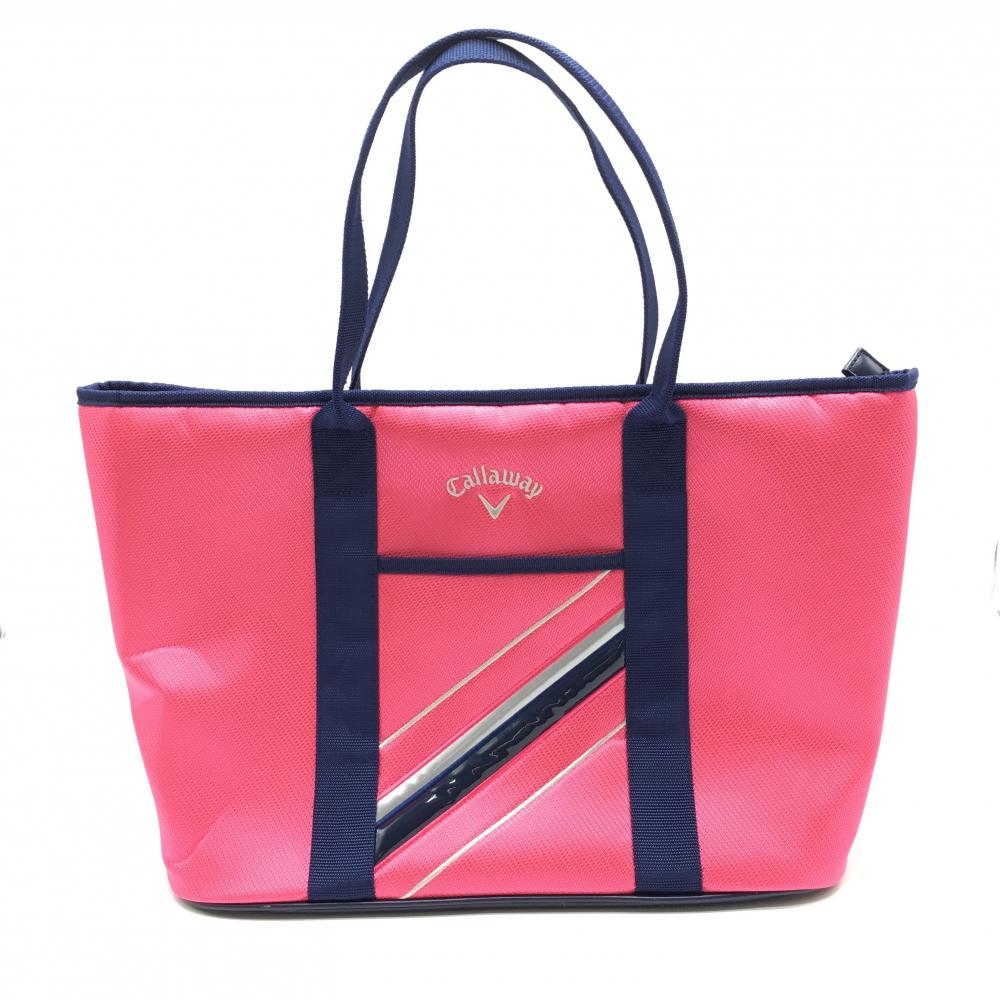 【美品】キャロウェイ ビッグトートバッグ ピンク×ネイビー 内側複数ポケットゴルフ Callaway
