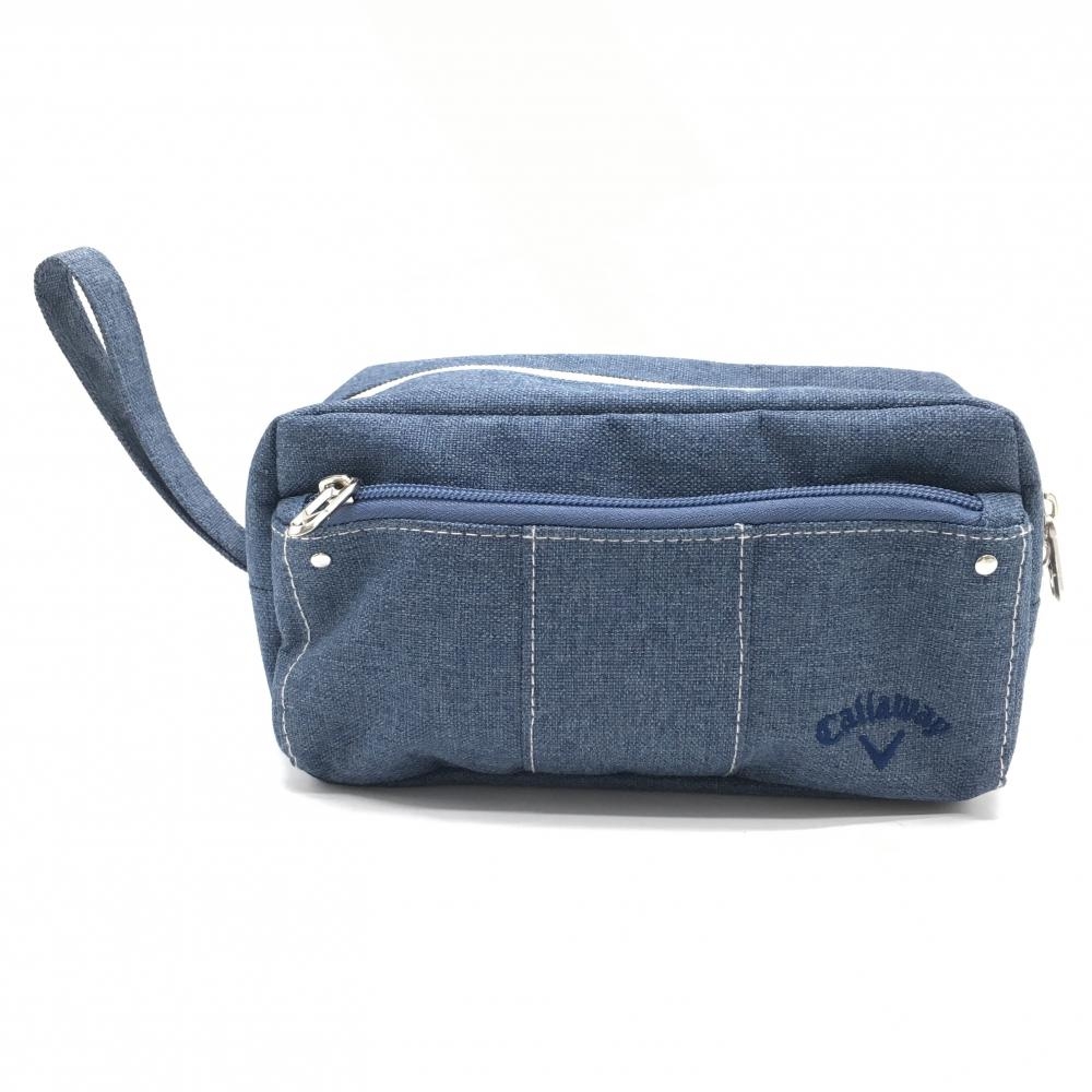 【美品】キャロウェイ マルチポーチ ネイビー デニム風 バッグ 小物入れ ゴルフ Callaway