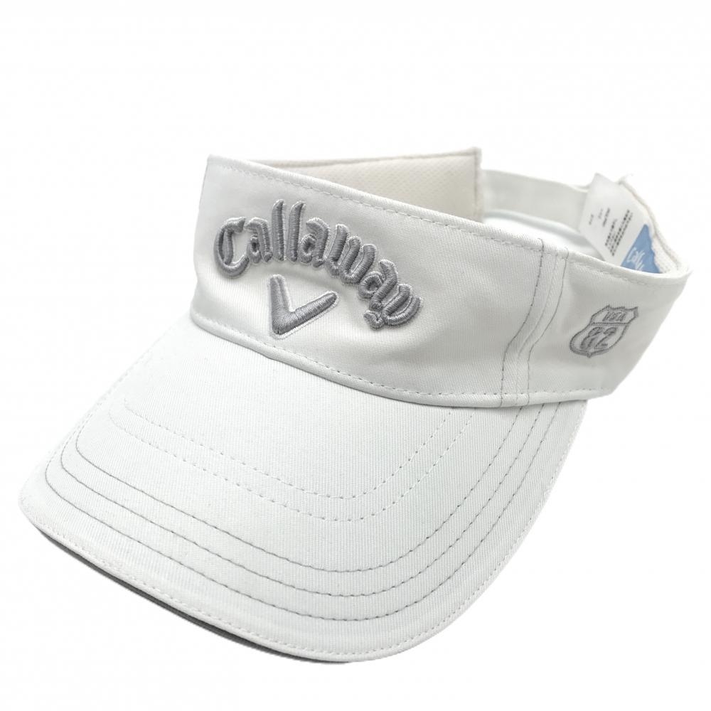 キャロウェイ サンバイザー 白×グレー 立体ロゴ  フリー(55-57cm)  ゴルフウェア Callaway