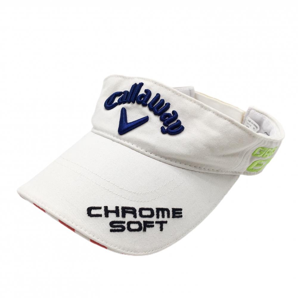 キャロウェイ サンバイザー 白×ネイビー 複数刺しゅう FR  ゴルフウェア Callaway