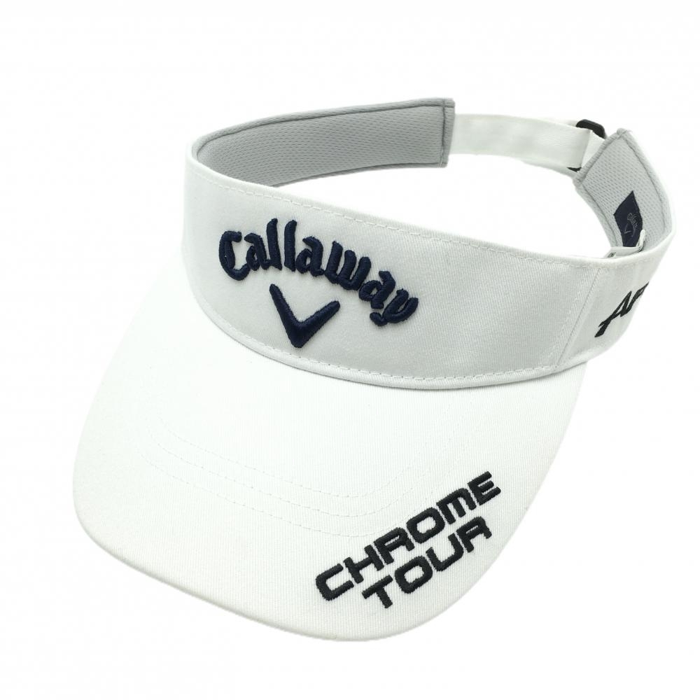 【美品】キャロウェイ サンバイザー 白×ネイビー FR   ゴルフウェア 2025年モデル Callaway