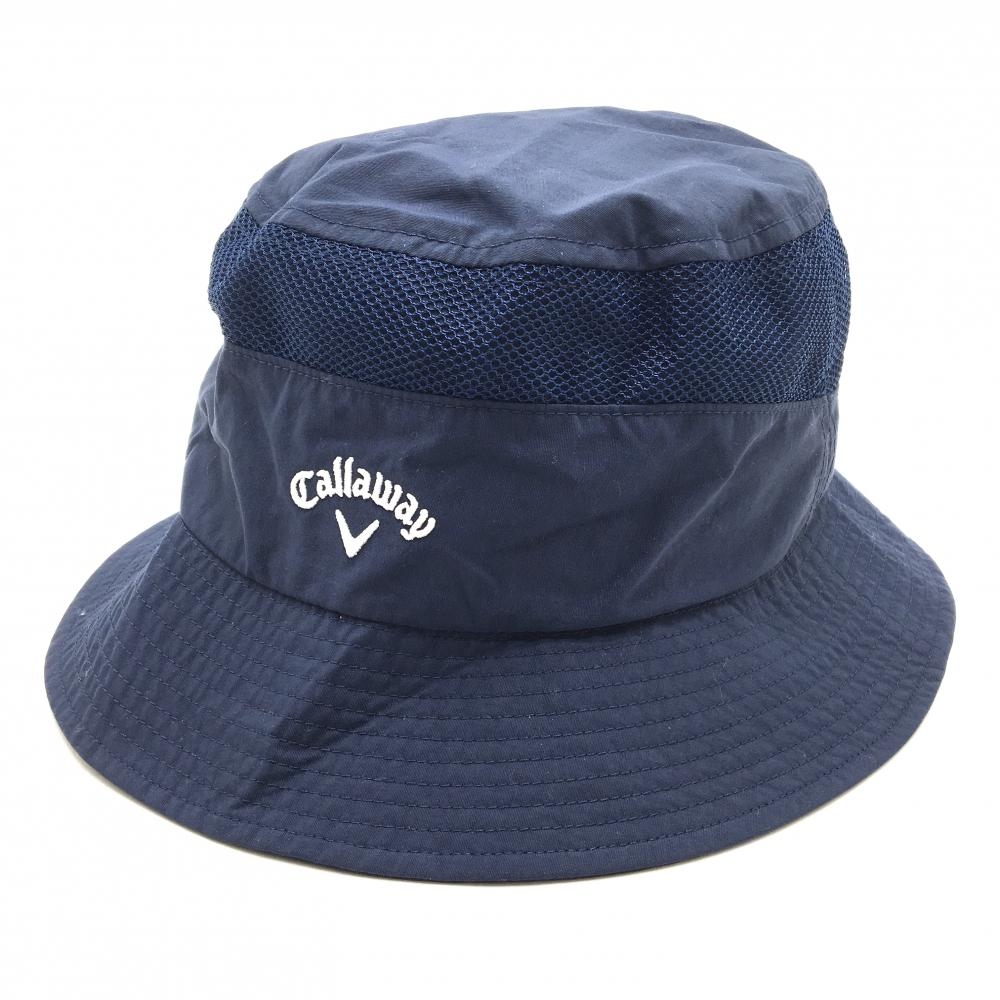 【超美品】キャロウェイ ハット ネイビー ナイロン 一部メッシュ FR  ゴルフウェア Callaway