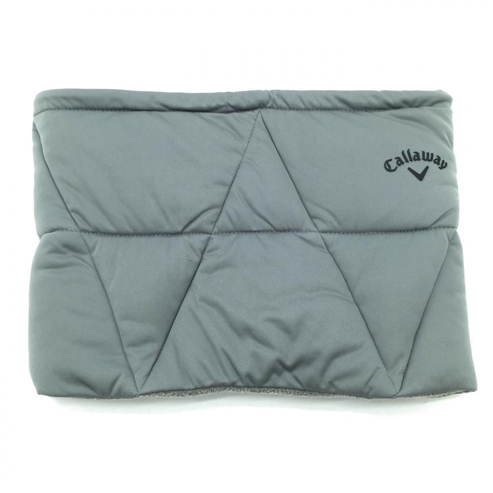 【超美品】キャロウェイ 中綿ネックウォーマー グレー×黒 裏起毛 ドローコード FR  ゴルフウェア Callaway