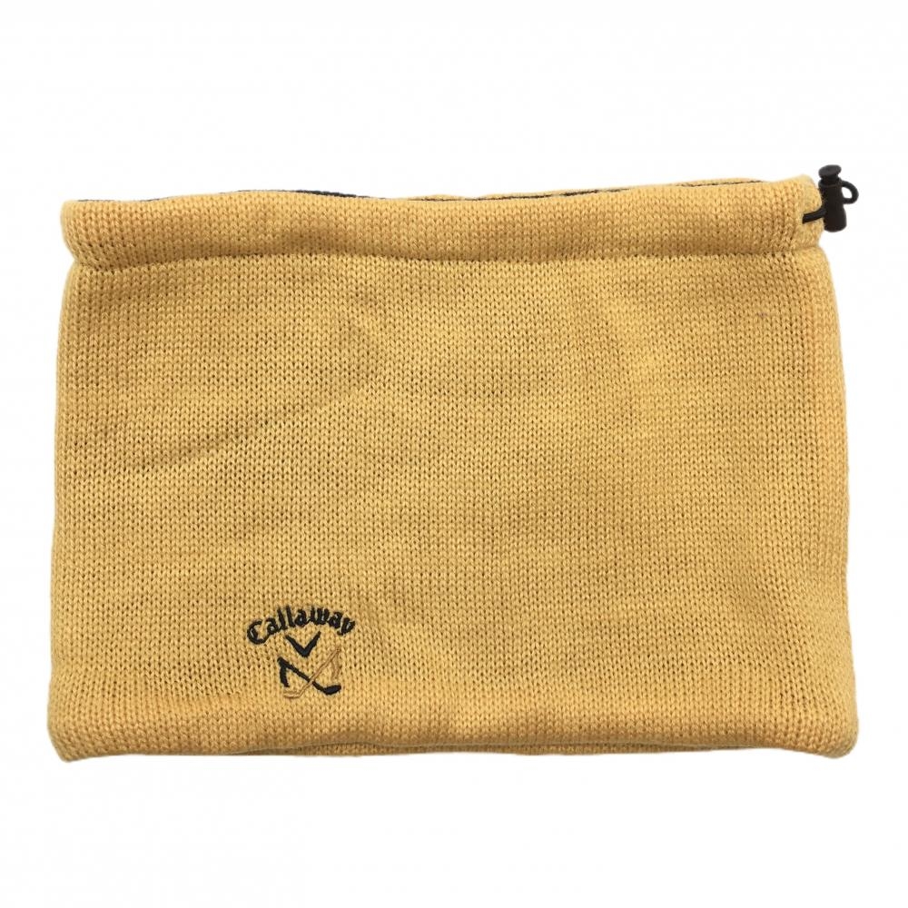 【超美品】キャロウェイ ネックウォーマー オレンジイエロー×黒 ロゴ刺しゅう 裏フリース FR  ゴルフウェア Callaway