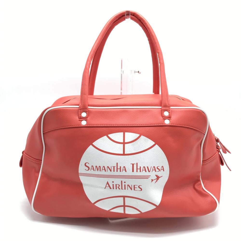 【新品】サマンサタバサ ボストンバッグ オレンジ×白 エアライン ロッカーバッグ ゴルフ Samantha Thavasa