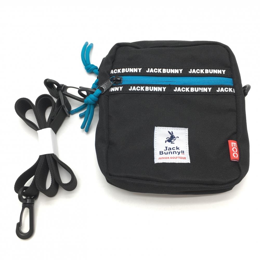 【未使用品】ジャックバニー×ECC サコッシュ 黒×ライトブルー ショルダーバッグ 外ポケット付ゴルフ Jack Bunny
