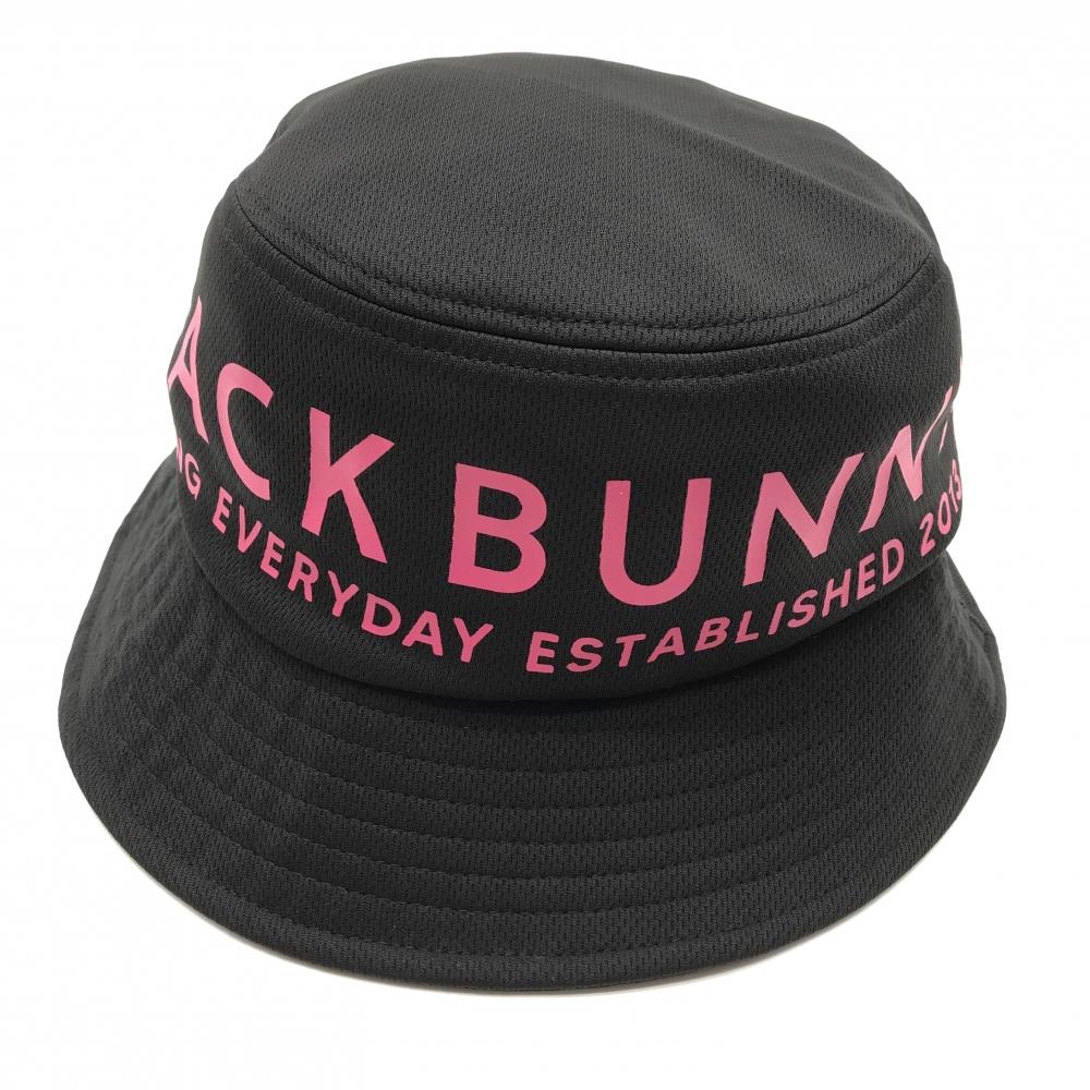 【超美品】ジャックバニー ハット 黒×ピンク ビッグロゴプリント  FR  ゴルフウェア 2024年モデル Jack Bunny
