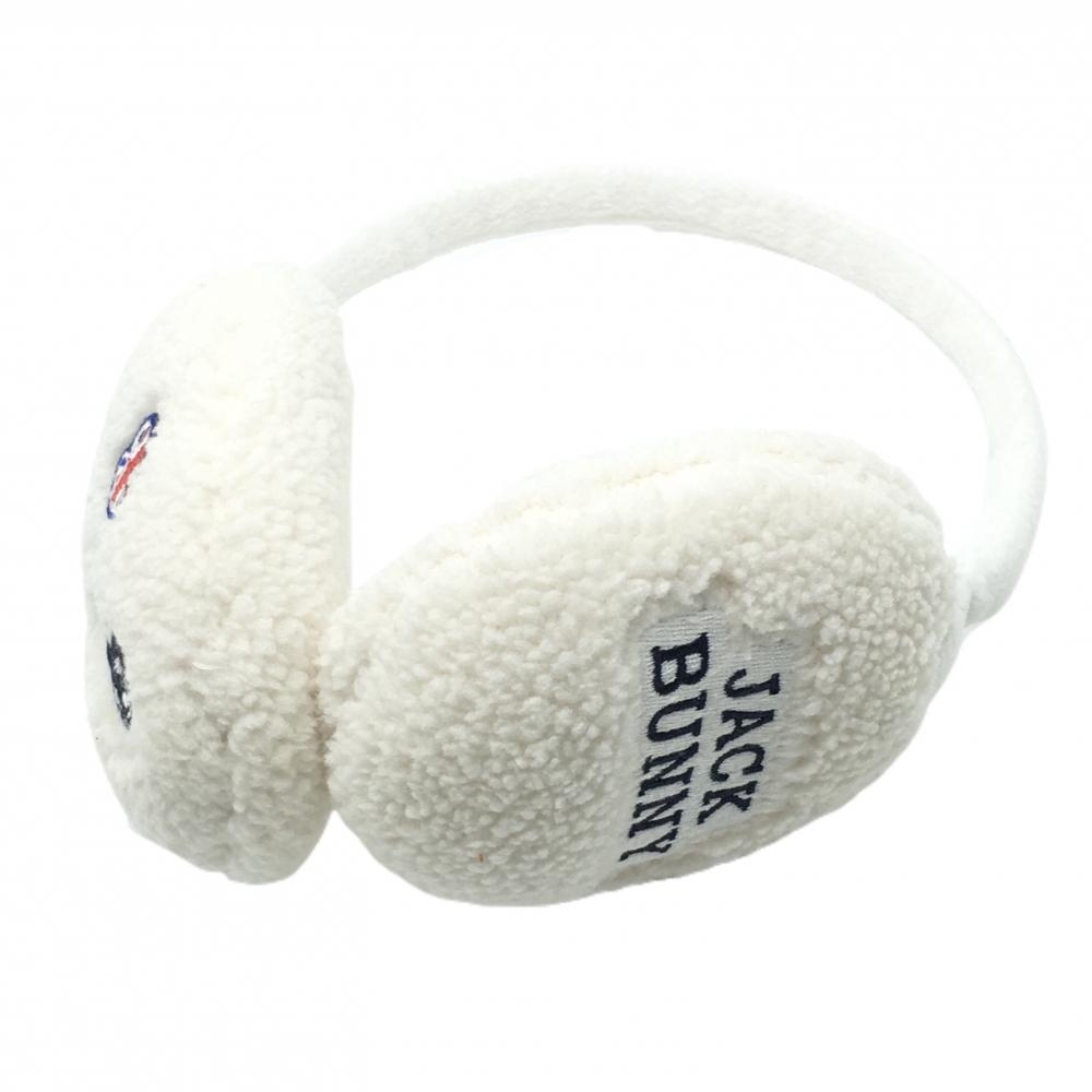 【超美品】ジャックバニー イヤーマフ 白×ネイビー ラビット刺しゅう 耳当て ゴルフ Jack Bunny