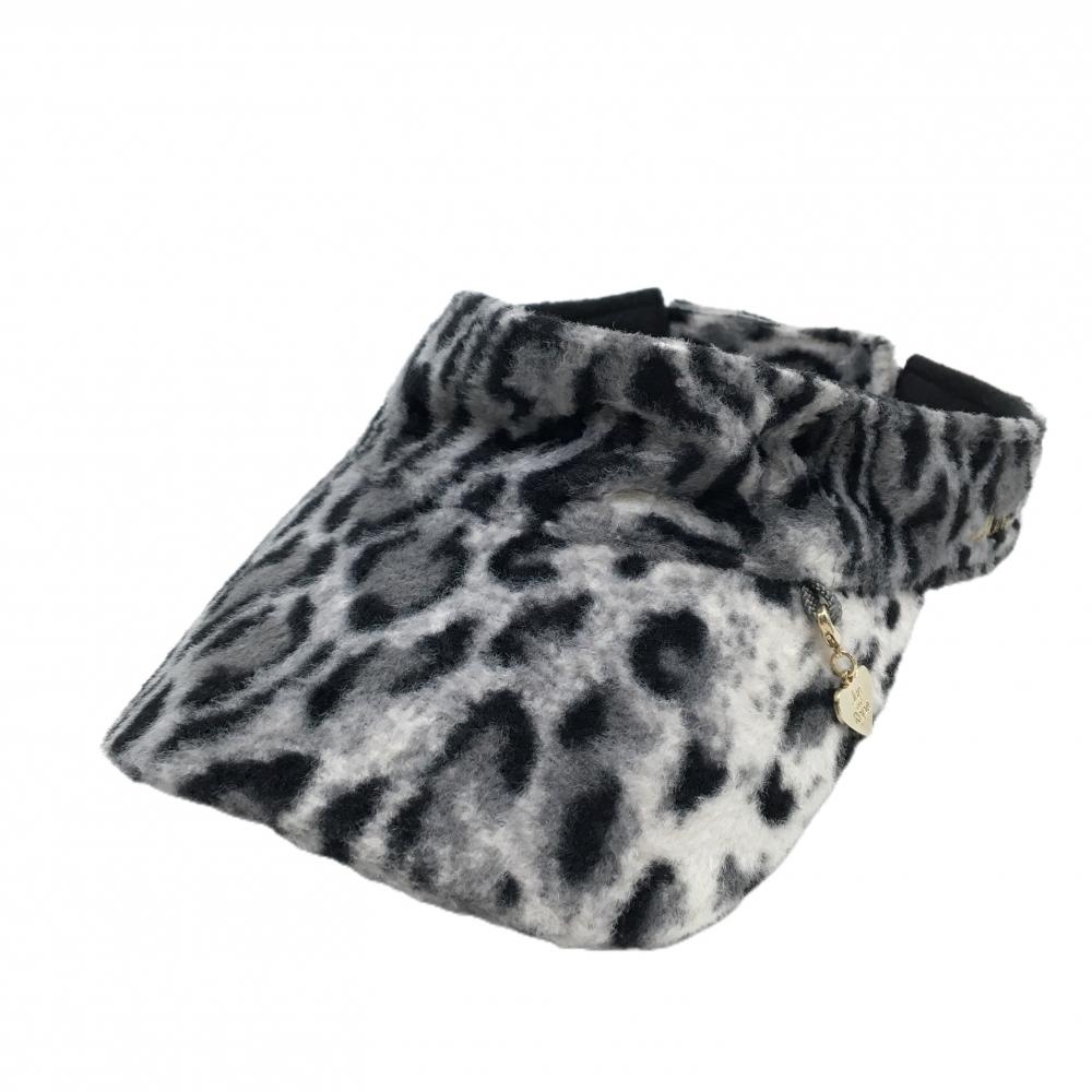 ジュンアンドロペ サンバイザー グレー×黒 レオパード 微起毛  ゴルフウェア JUN＆ROPE