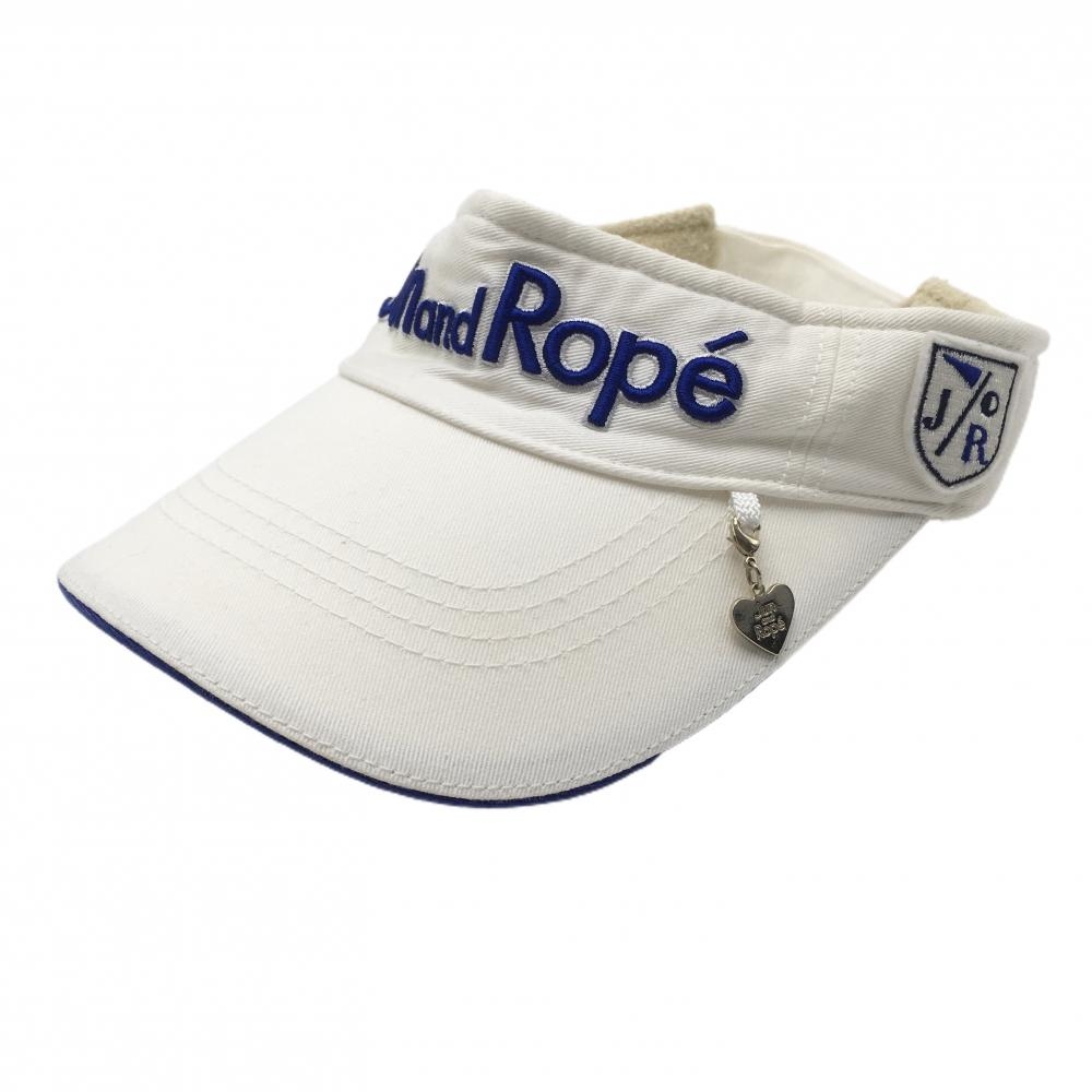 ジュンアンドロペ サンバイザー 白×ブルー 立体ロゴ ハートチャーム付