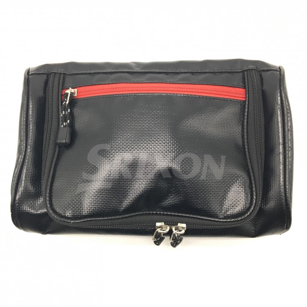 【美品】スリクソン カートバッグ 黒×レッド ラウンドポーチ 複数ポケットゴルフ SRIXON