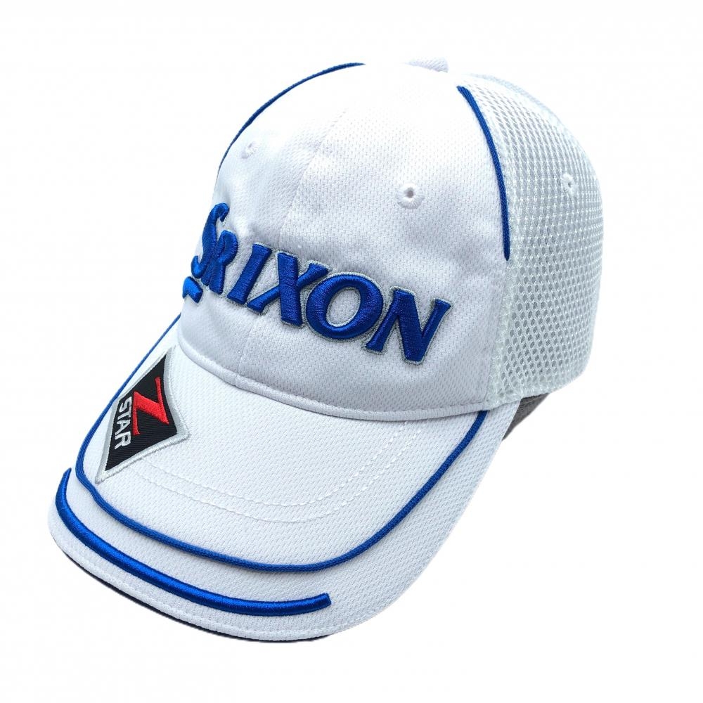 【美品】スリクソン メッシュキャップ 白×ブルー 立体ロゴ F(56～60cm)  ゴルフウェア SRIXON
